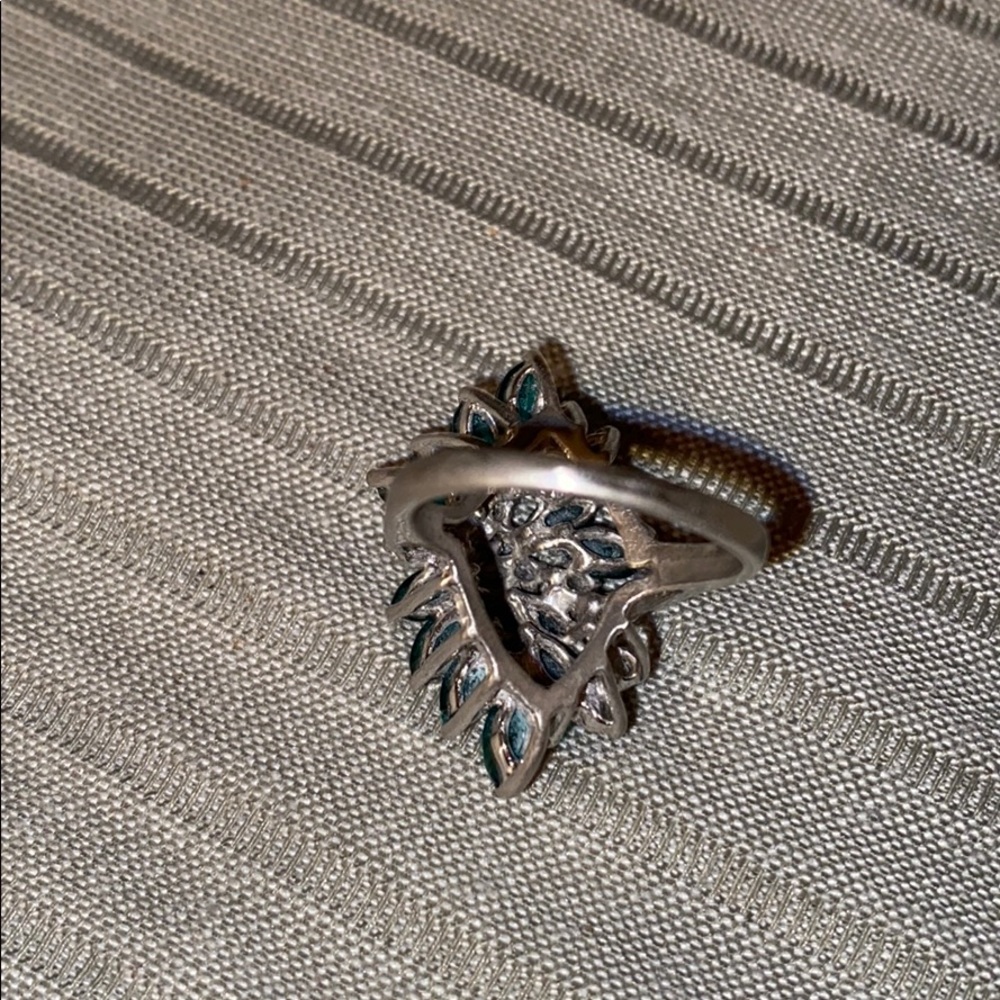 Sterling Silver emerald and CZ stone vintage ring - Picture 4 of 5